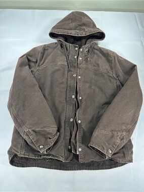 Carhartt Brown Sherpa Lined Hooded Work Jacket Men’s M